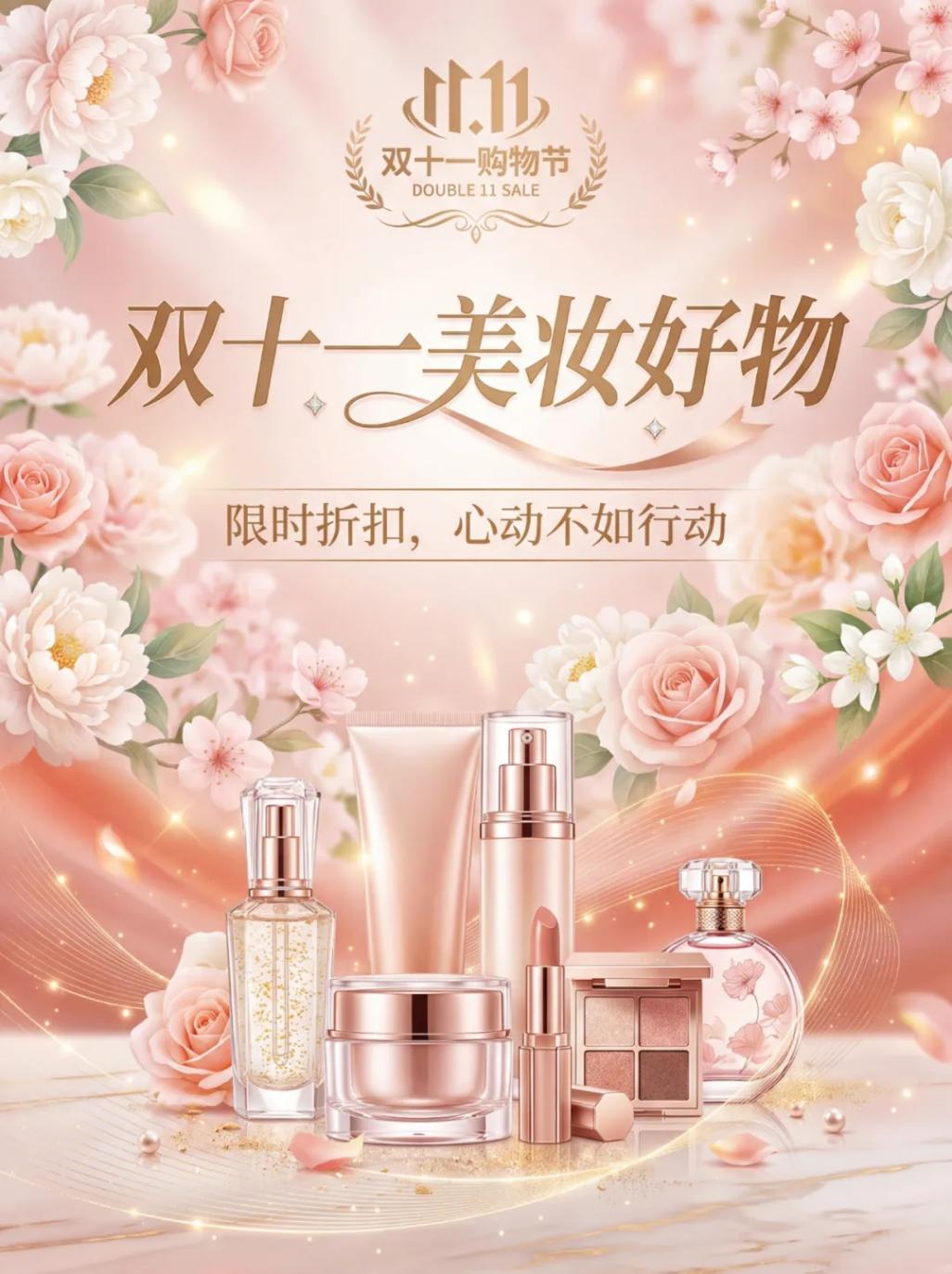 双十一美妆电商海报
