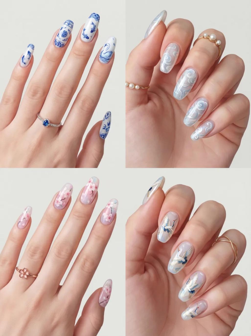 东方主题美甲插画