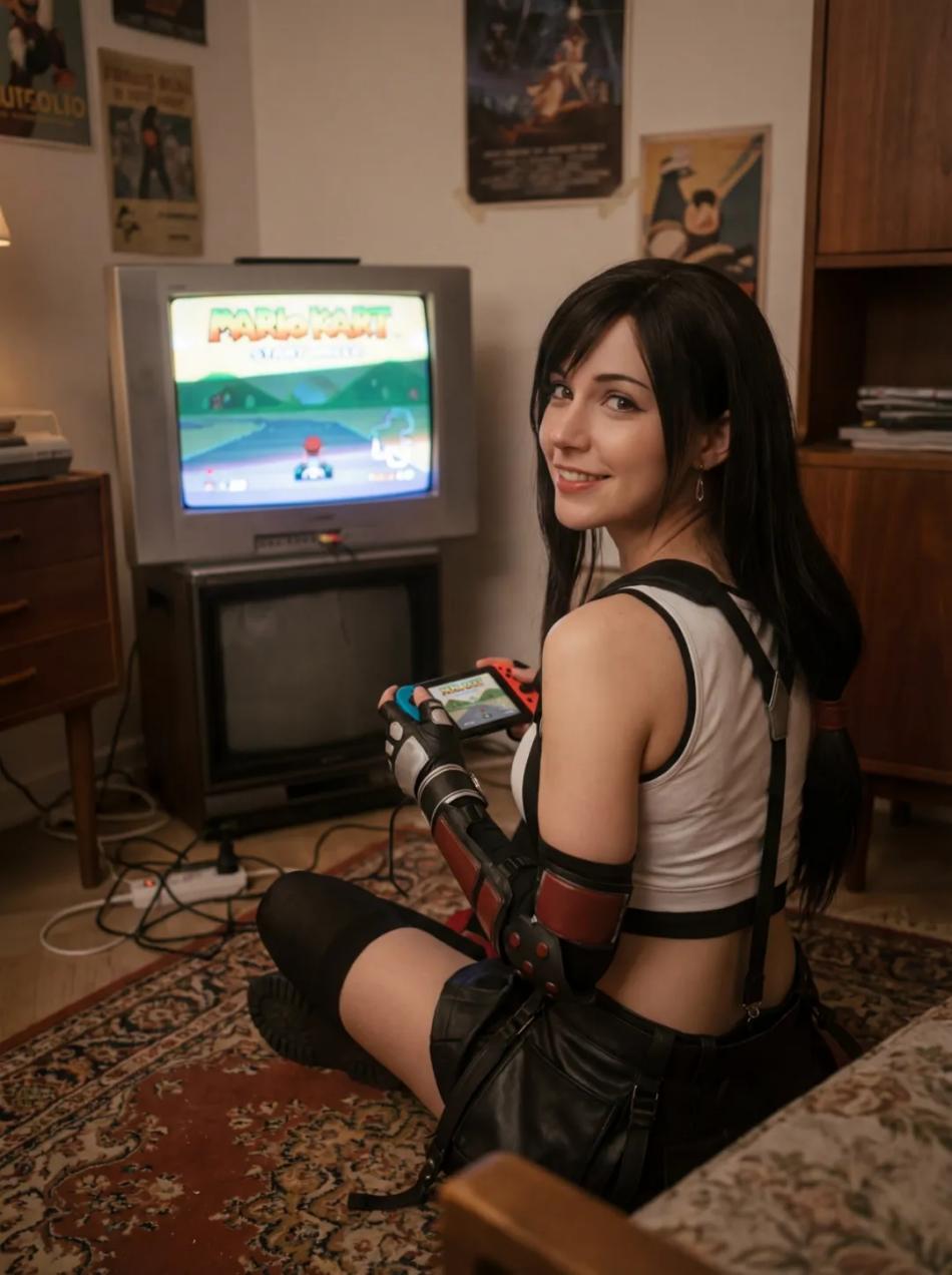 蒂法形象女孩玩游戏