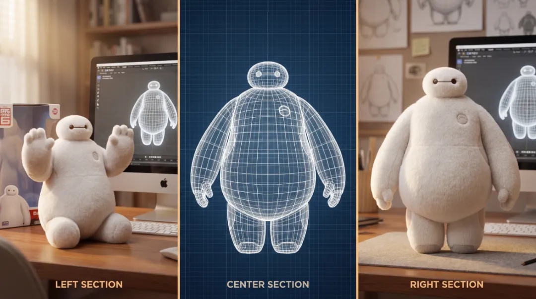 大白手办三段式构图